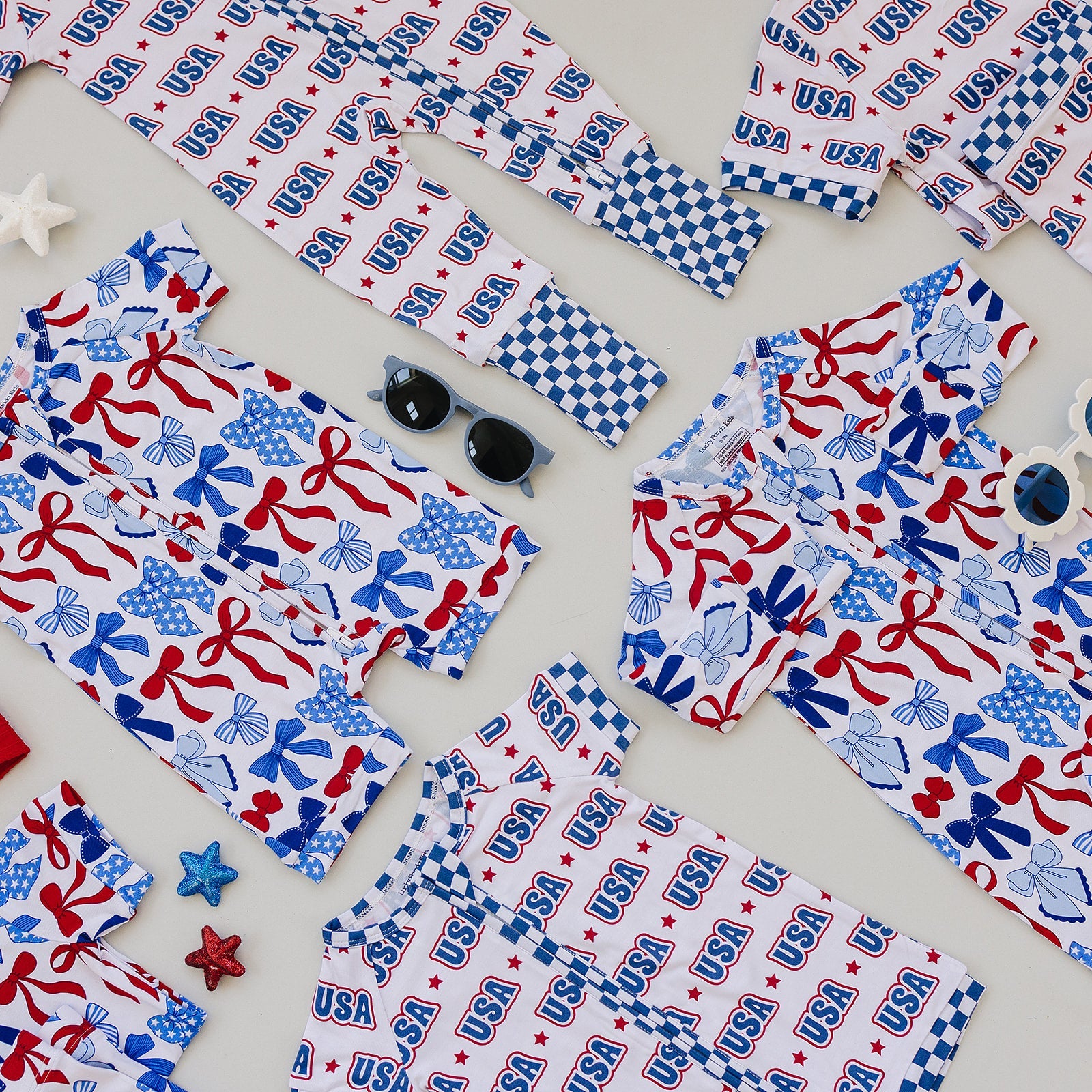 Bamboo Zip Romper  | Red-white & Bows