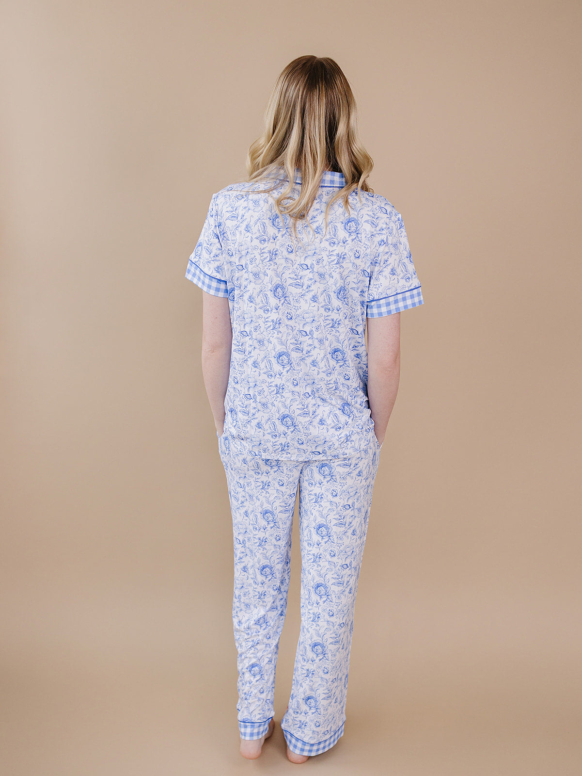 Bamboo Women's Button Up Set | Blue Flowers