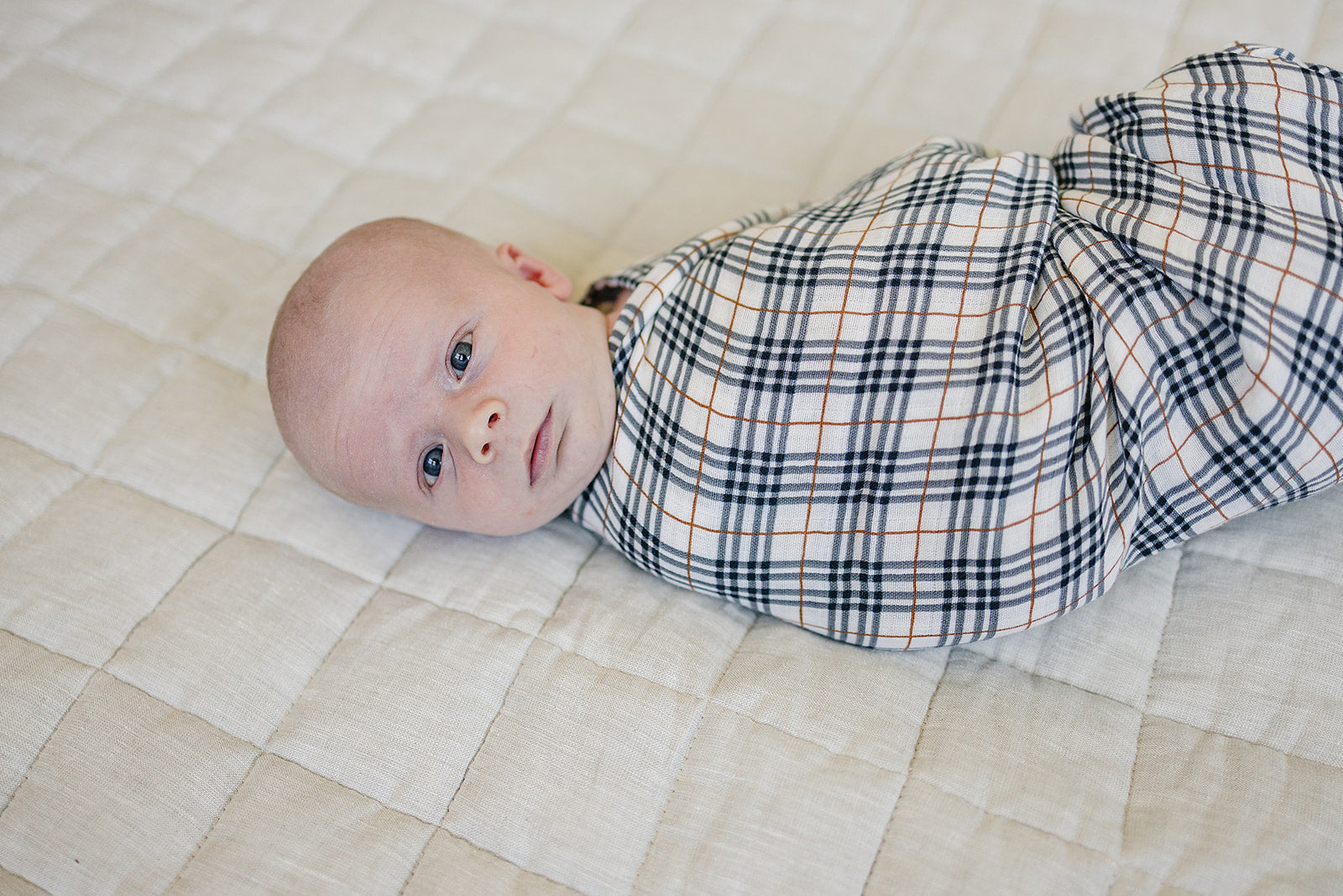 Vintage Plaid Muslin Swaddle Blanket