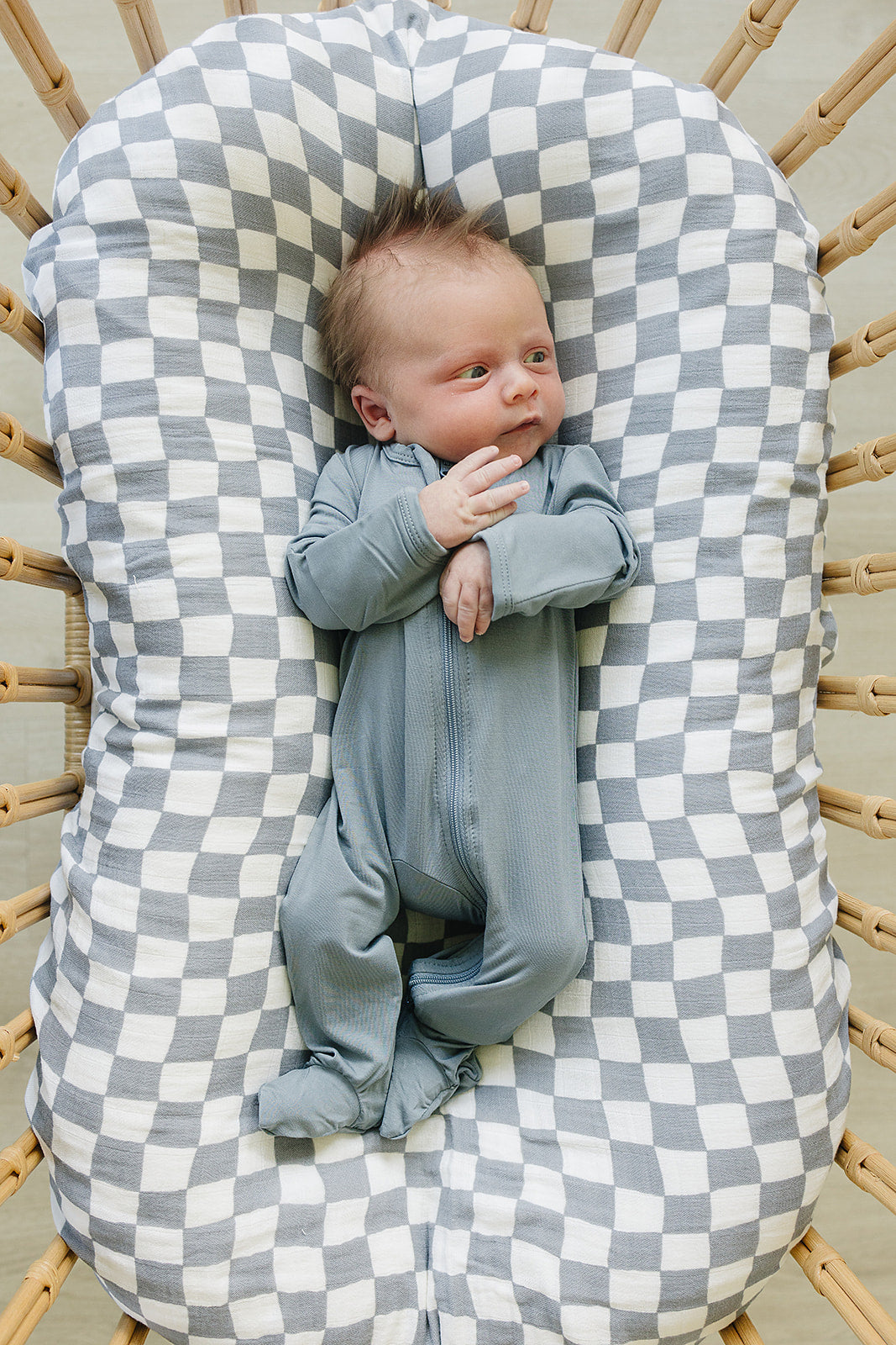 Dusty Blue Bamboo Zipper