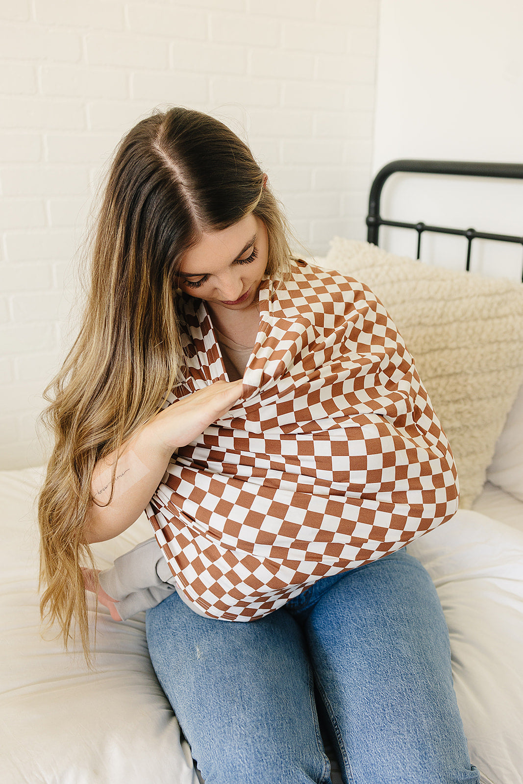 Rust Checkered Bamboo Multi-use Cover