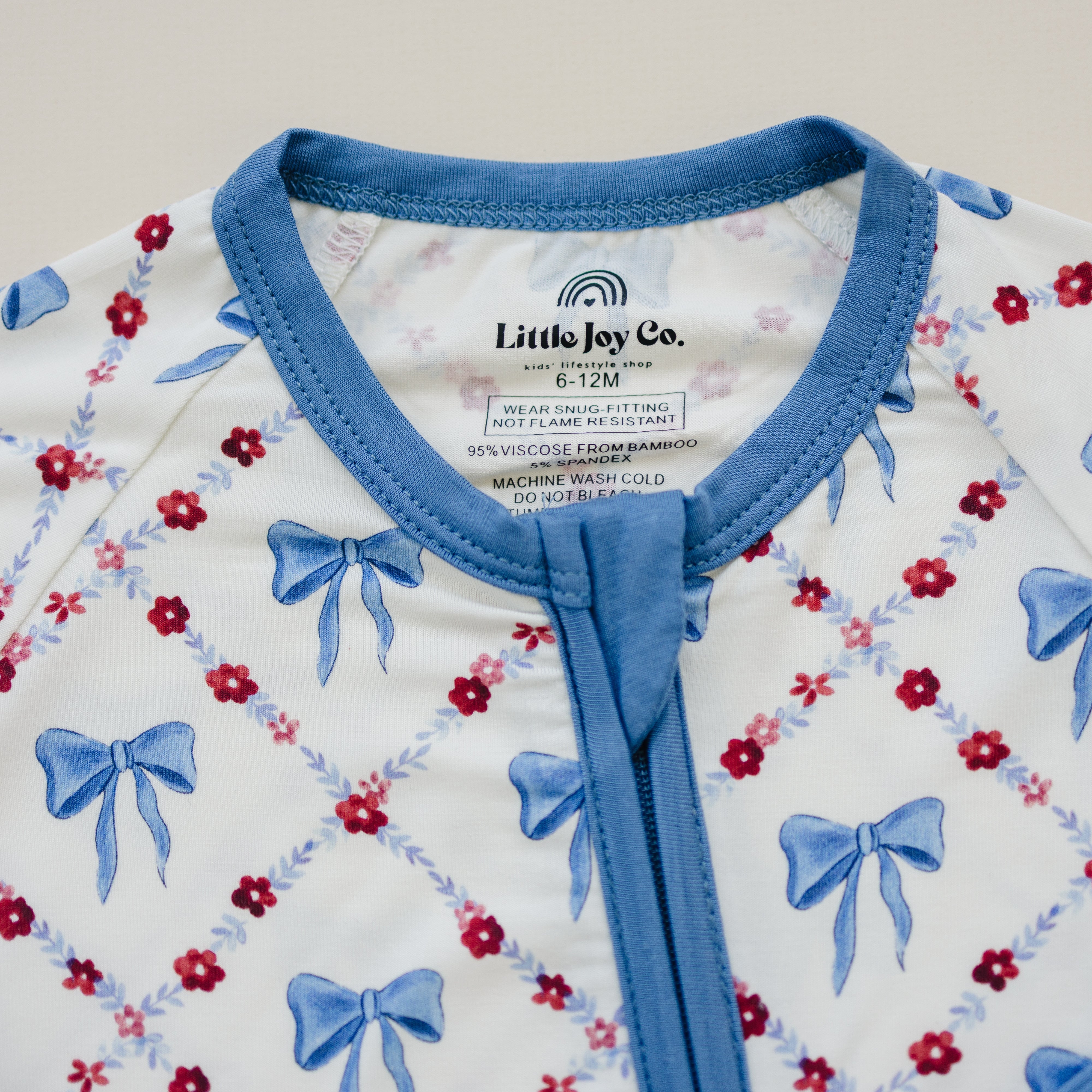 Red White & Bows Bamboo Zippy Romper