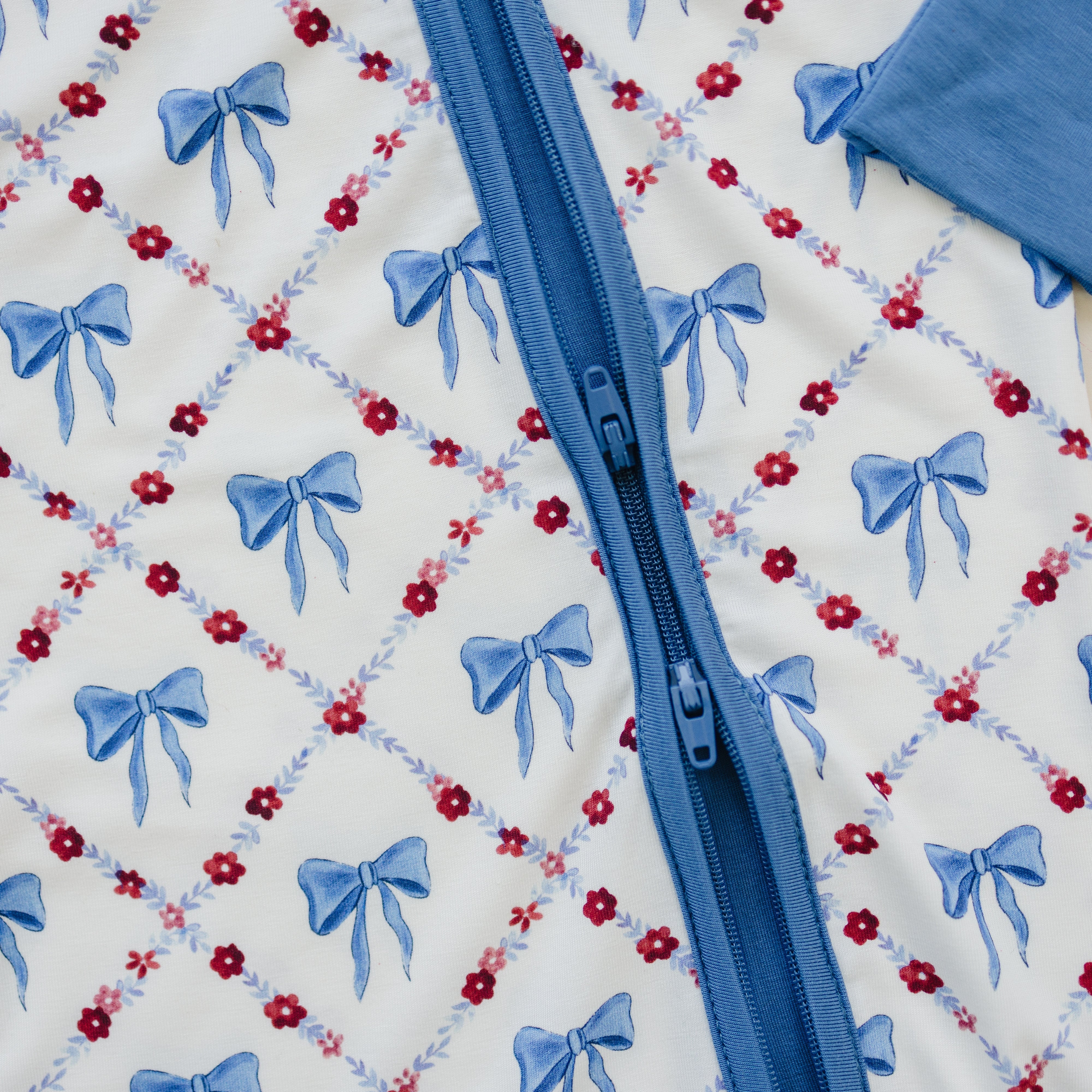 Red White & Bows Bamboo Zippy Romper