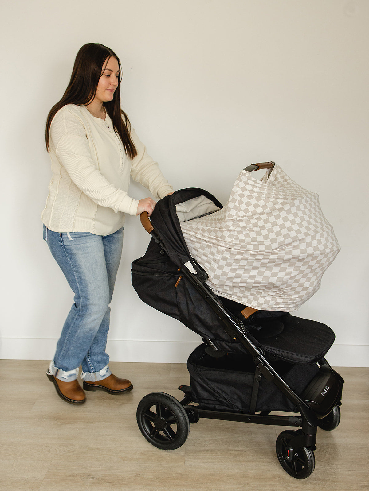 Taupe Checkered Bamboo Multi-use Cover