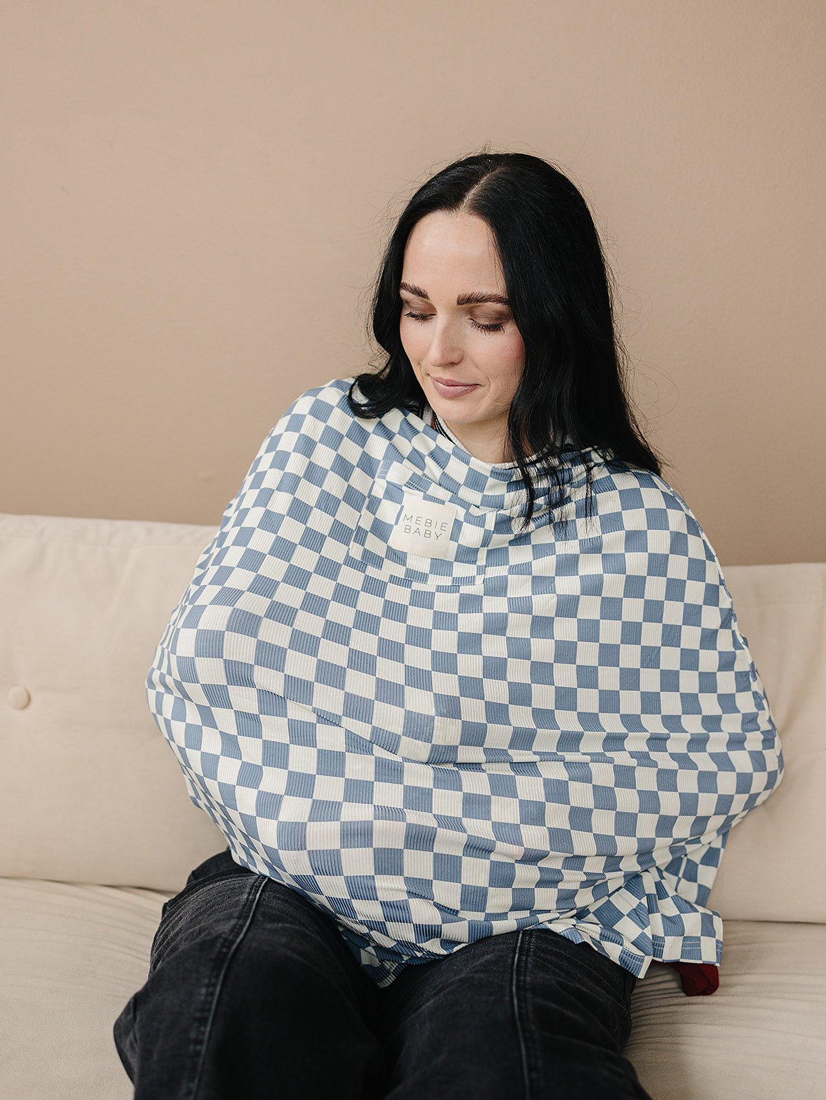 Blue Checkered Ribbed Bamboo Multi-use Cover