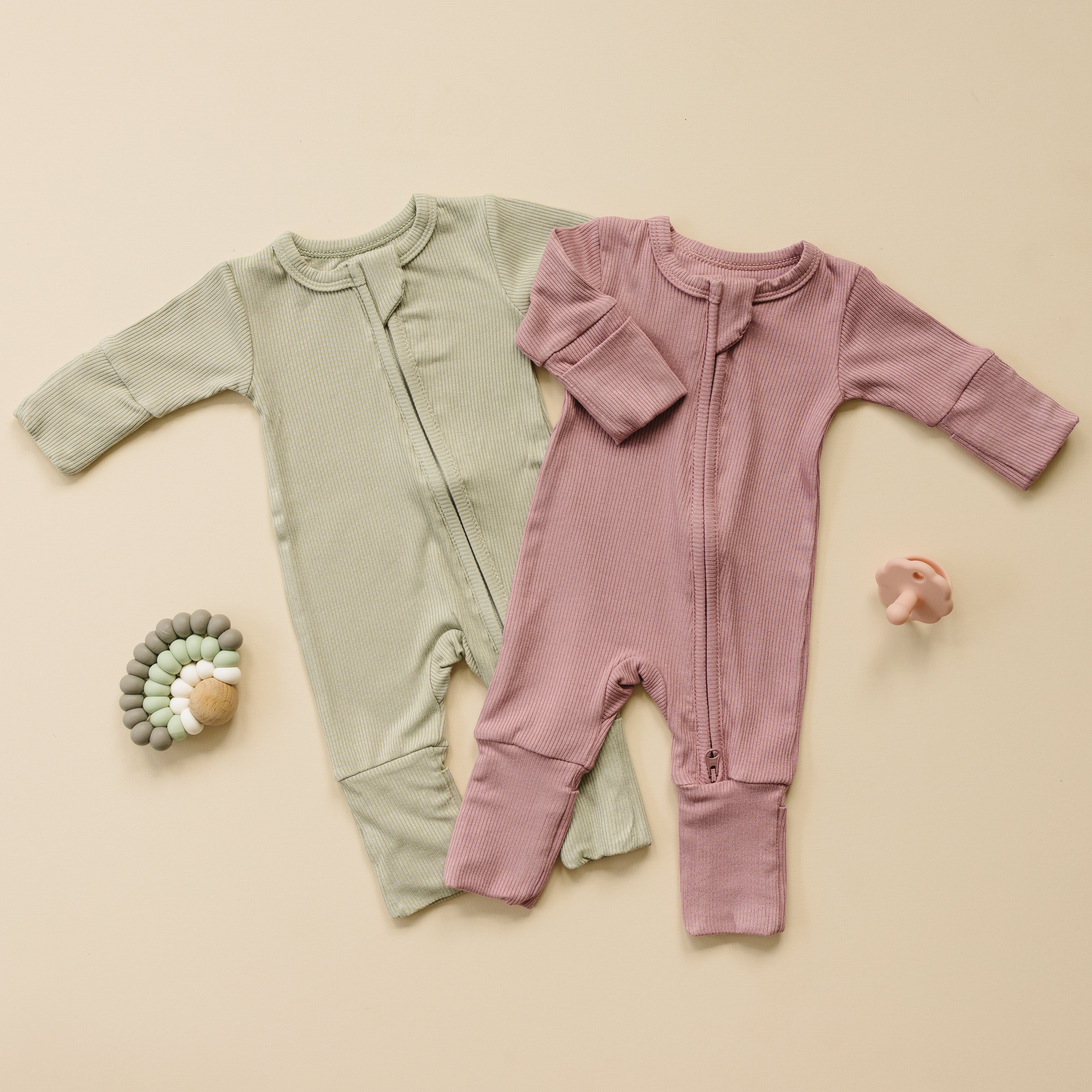 Solid Ribbed Bamboo Zippy Romper - More Colors