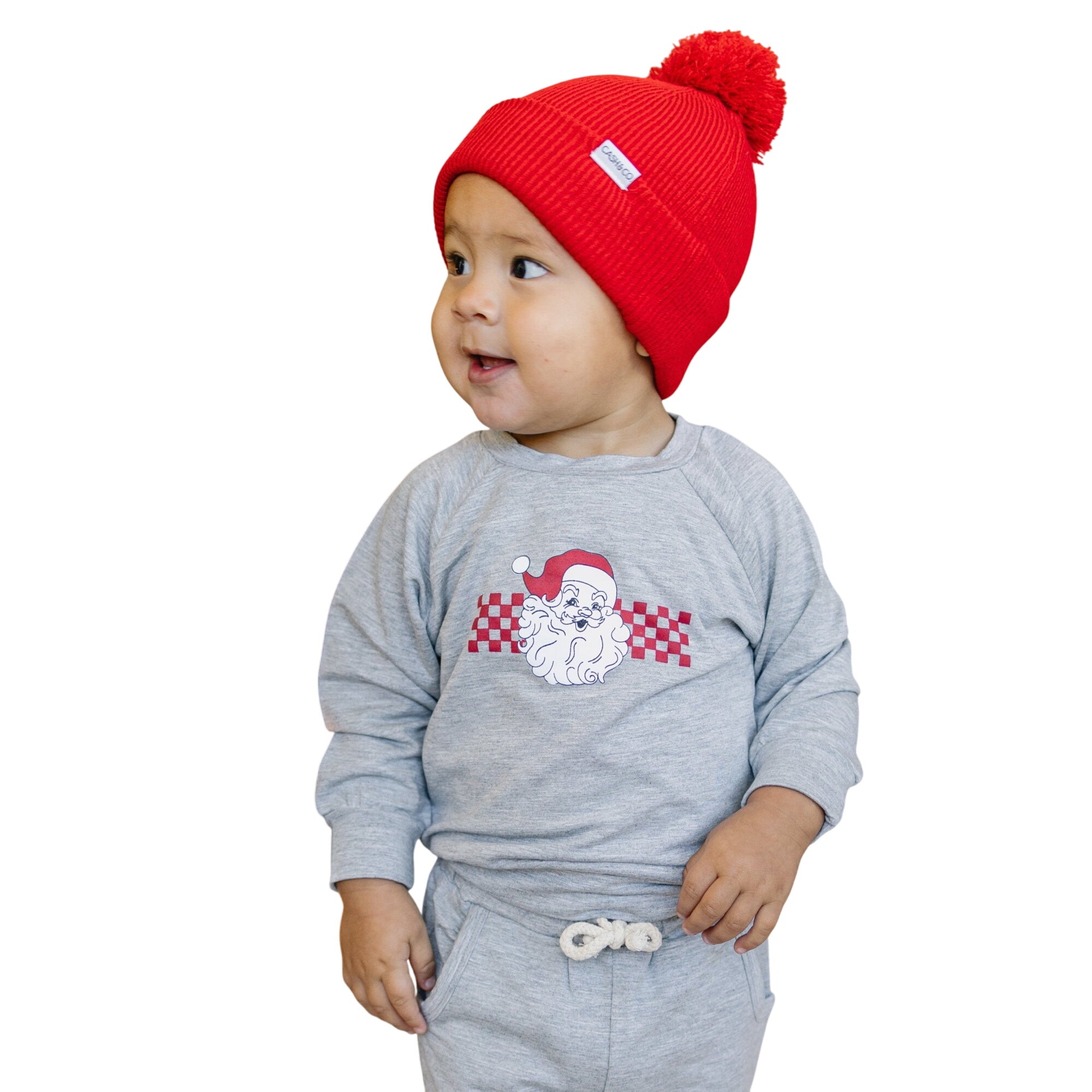 Checkered Santa Christmas Bamboo Crewneck & Jogger Set