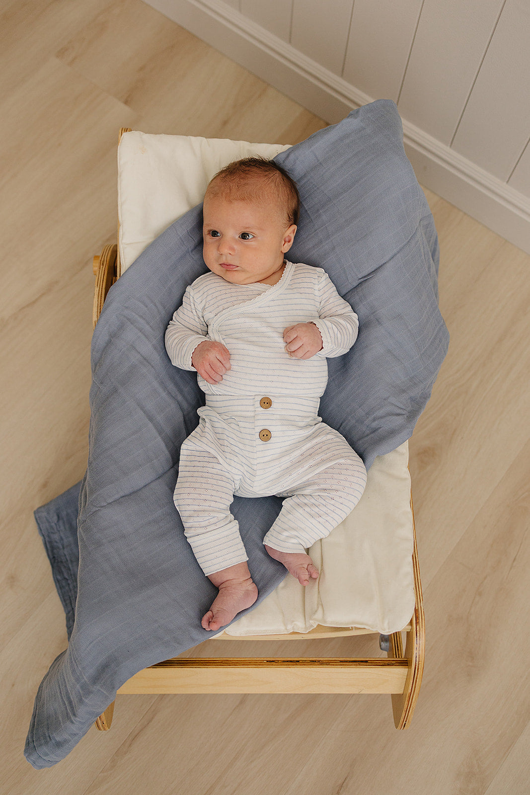 Blue Stripe Pointelle Layette Set