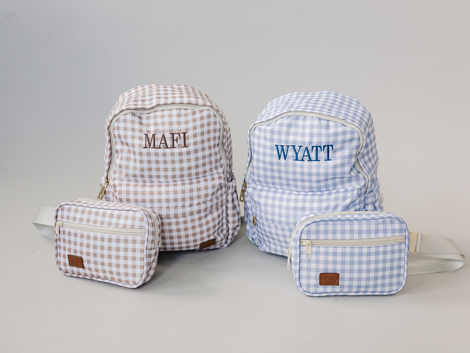 Tan Gingham Mini Backpack