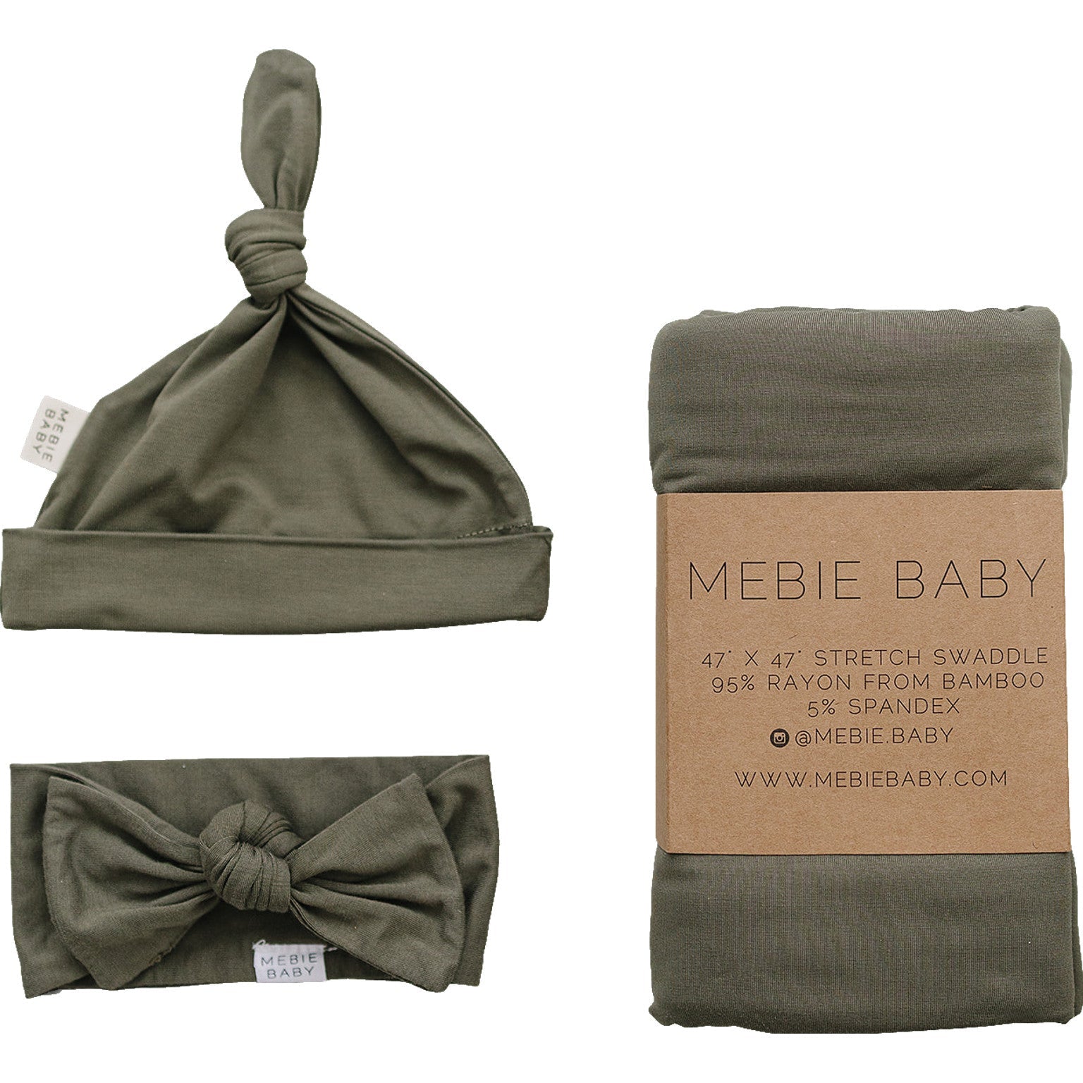 Olive Bamboo Hat Or Head Wrap Set