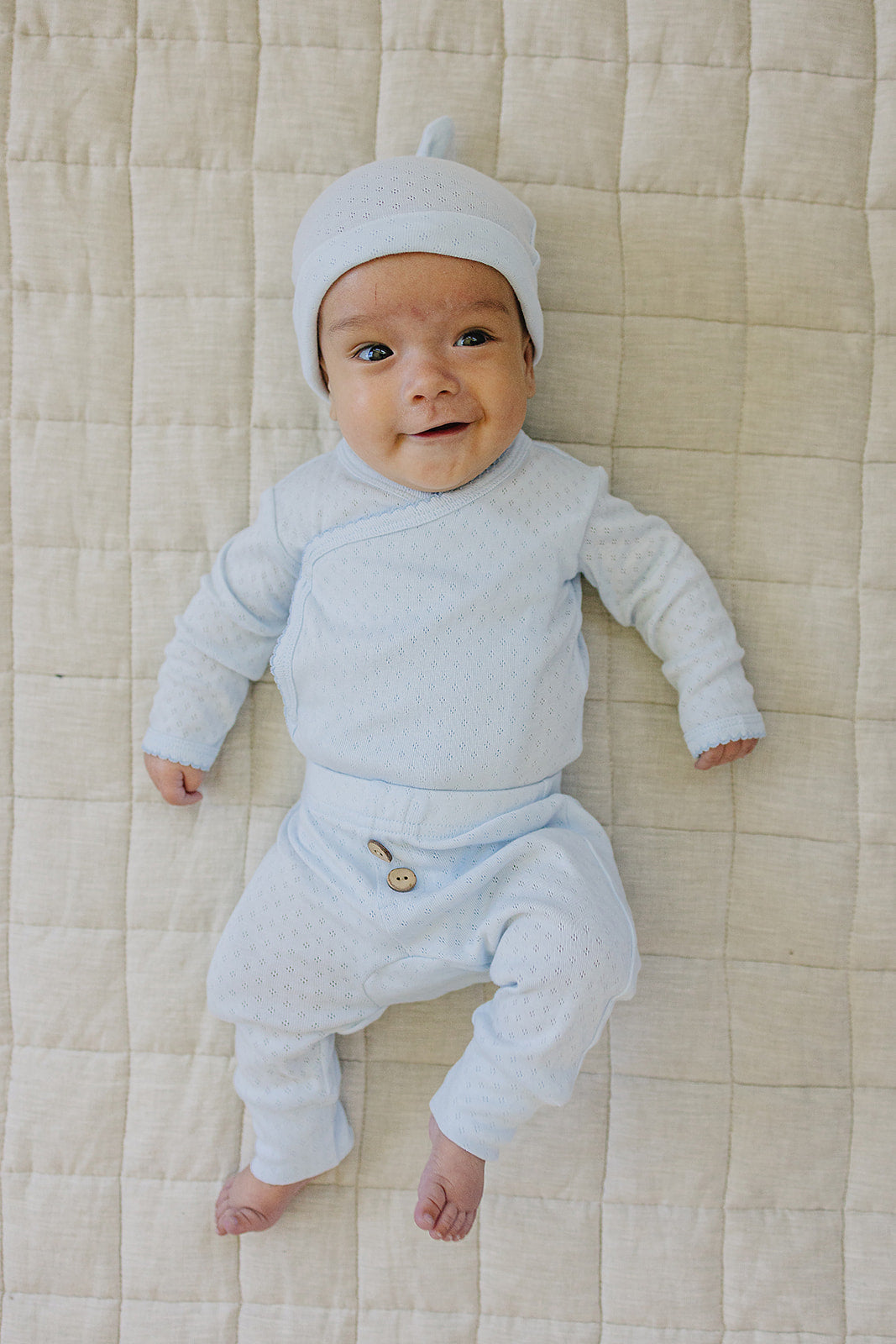 Blue Pointelle Layette Set