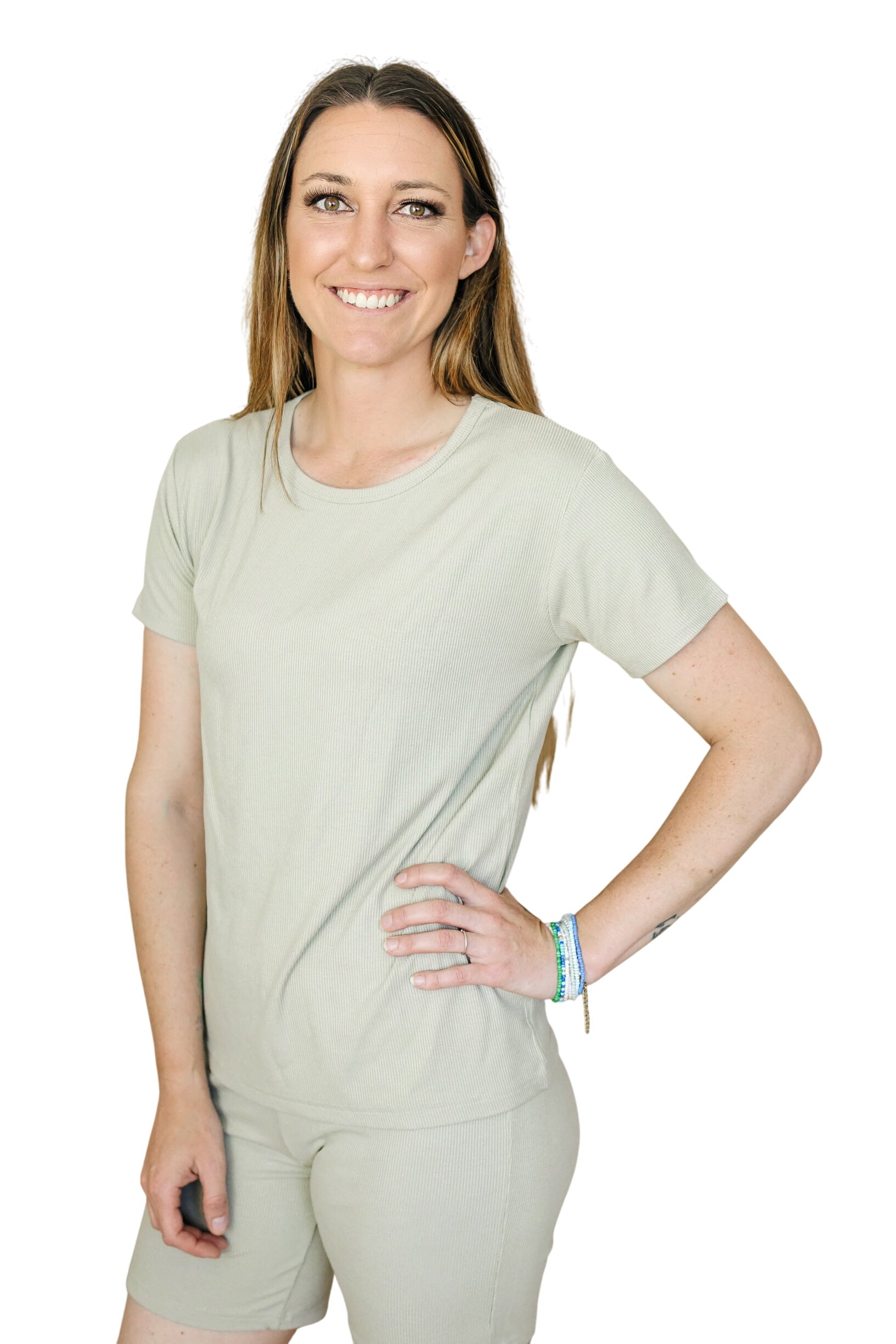 Women's Ribbed Bamboo Pajama Top & Bottoms - Sold As Separates