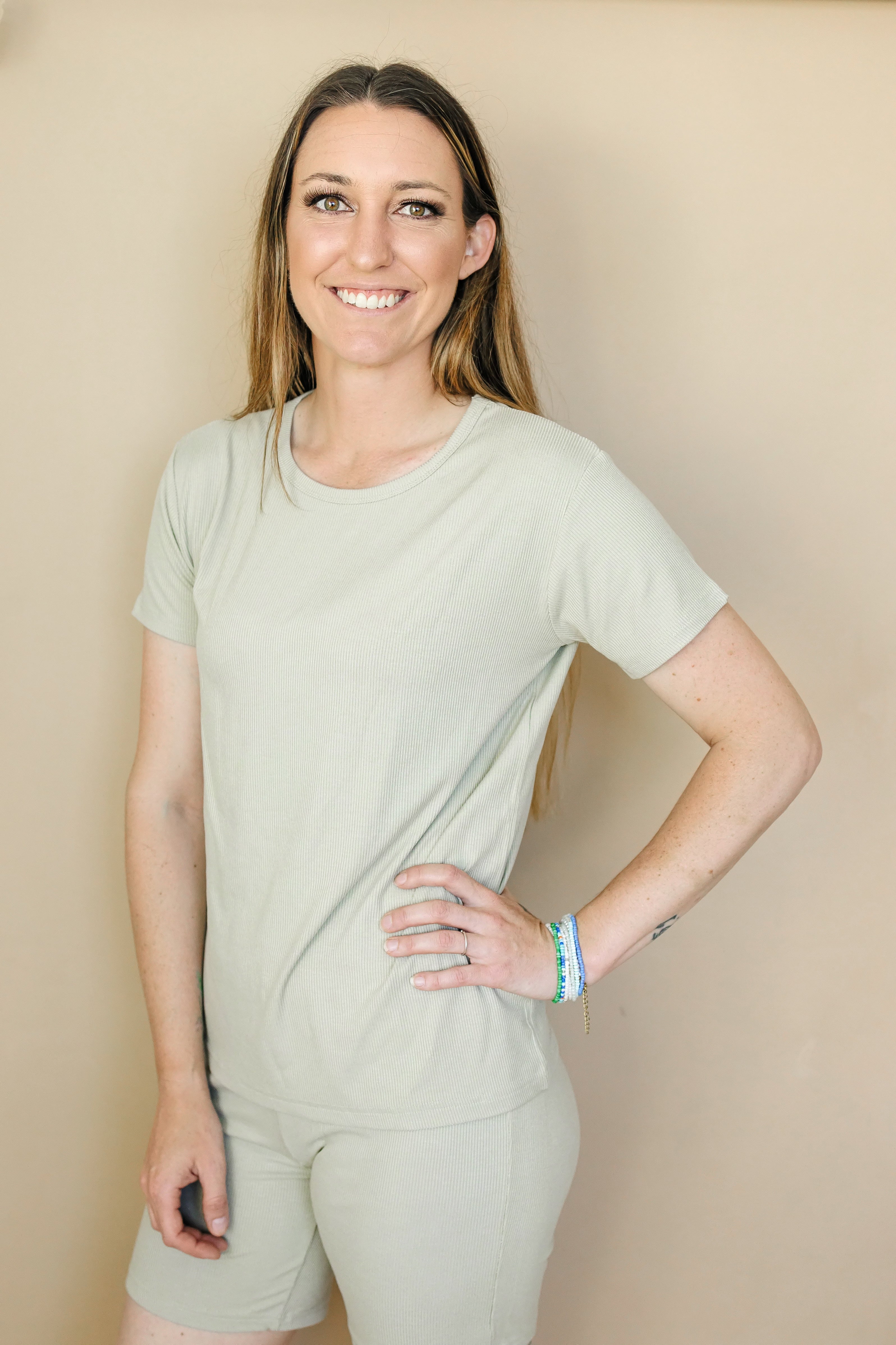 Women's Ribbed Bamboo Pajama Top & Bottoms - Sold As Separates