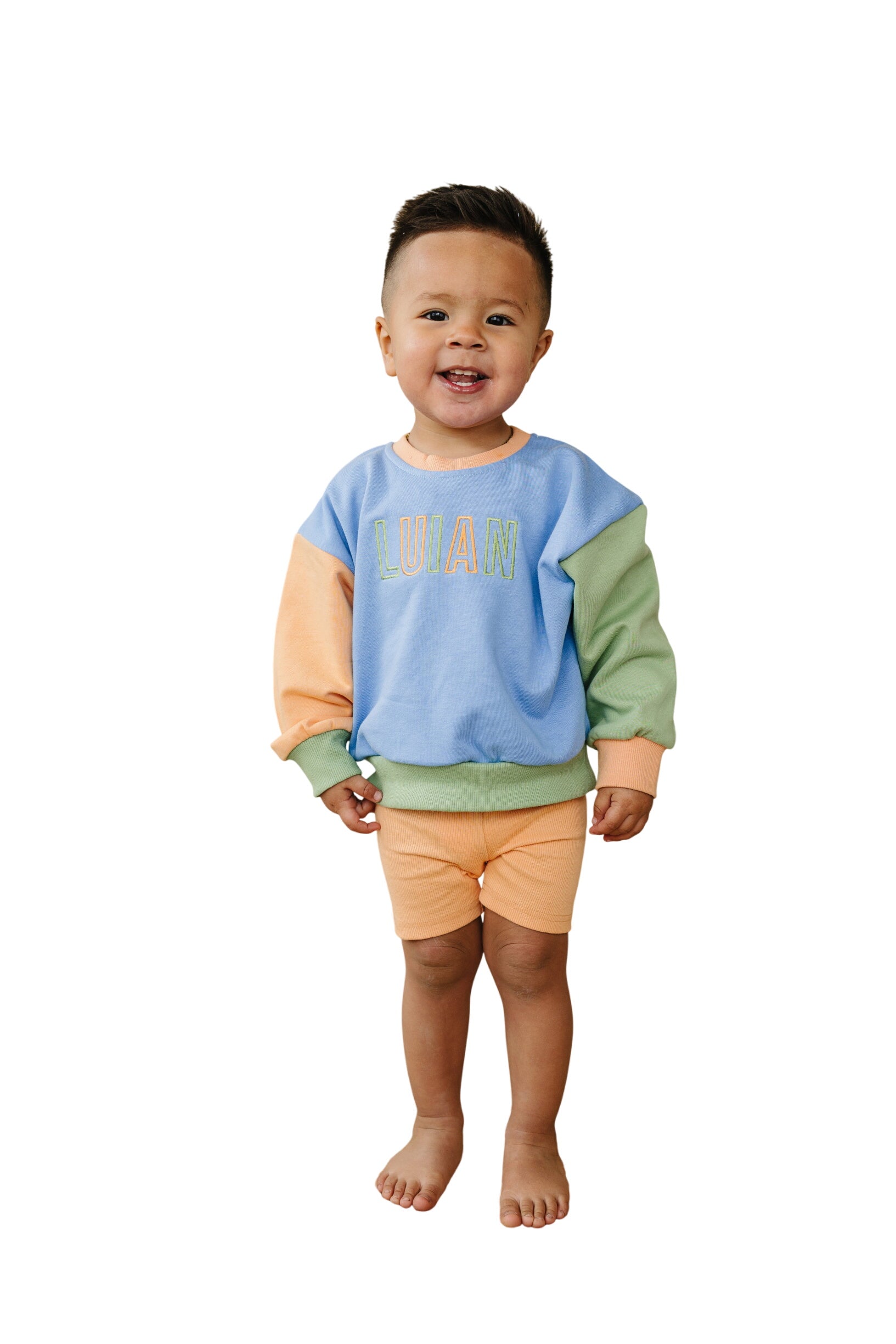 Orange Ribbed Bike Shorts