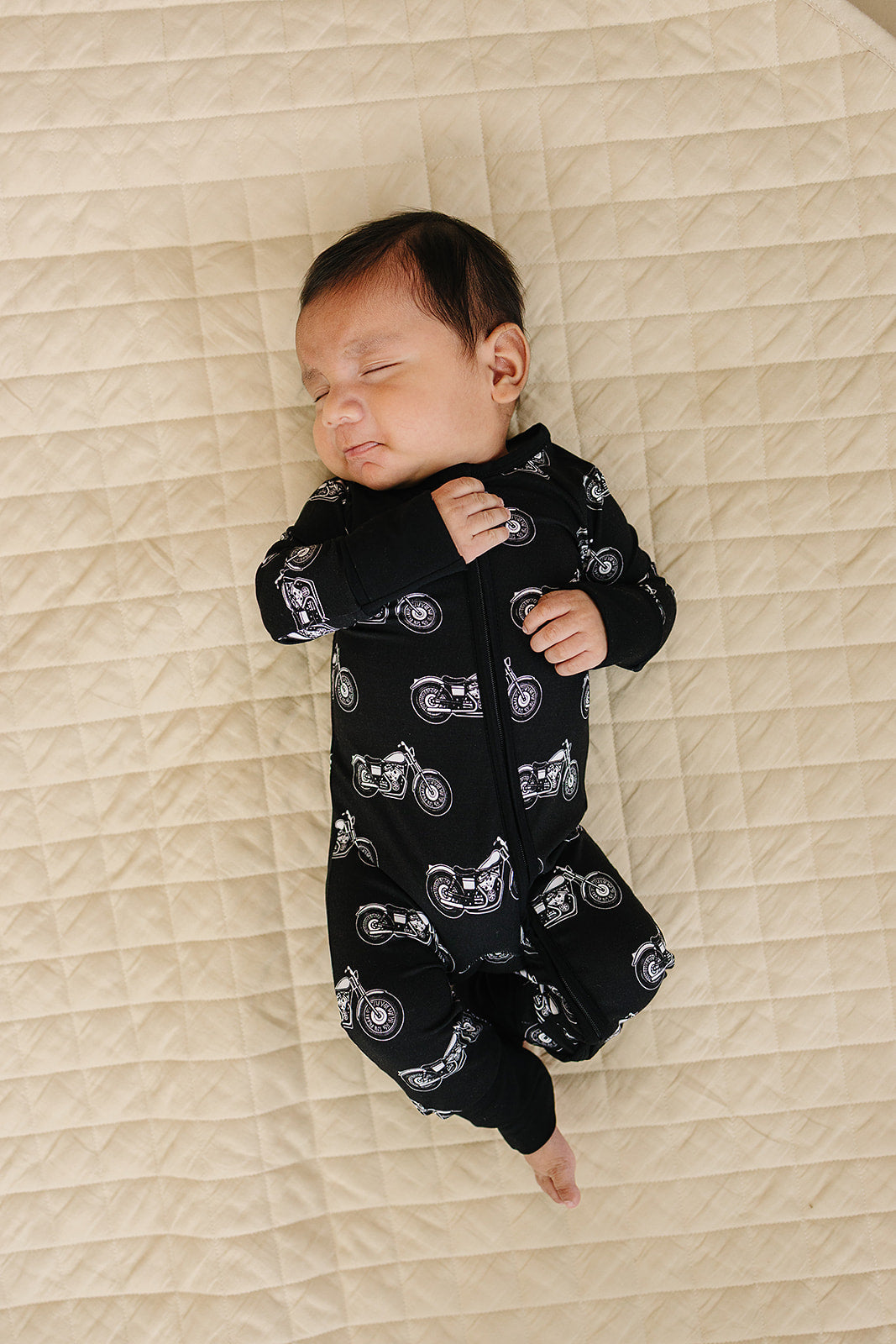 Bamboo Zip Romper | Born To Ride Black