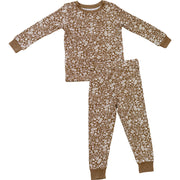 Brown Floral Ribbed Bamboo Cozy Set
