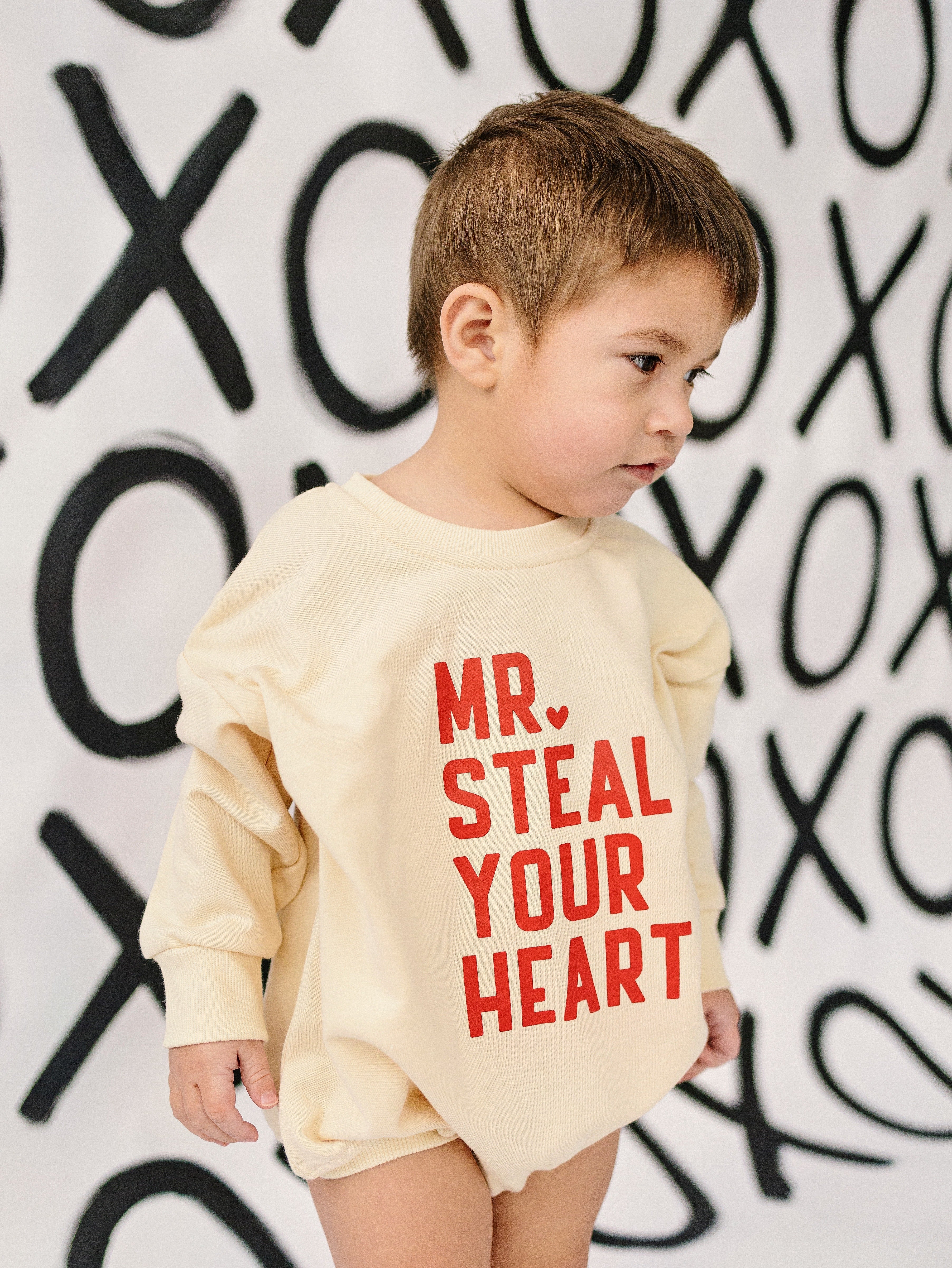 Mr. Steal Your Heart Sweatshirt Romper - More Colors