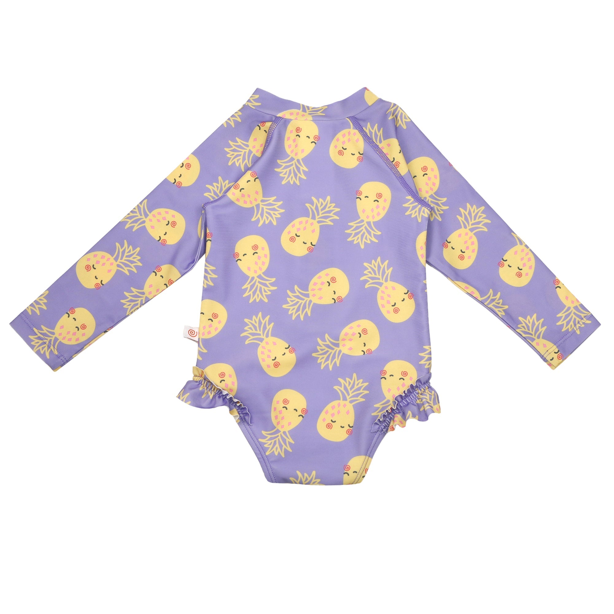 Baby/toddler Girls Rash Guard One Piece Ruffled Swimsuit - Pineapple **pre-order (orders Will Ship In Full Early March '25)**