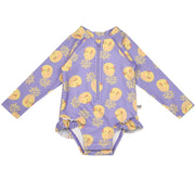 Baby/toddler Girls Rash Guard One Piece Ruffled Swimsuit - Pineapple **pre-order (orders Will Ship In Full Early March '25)**