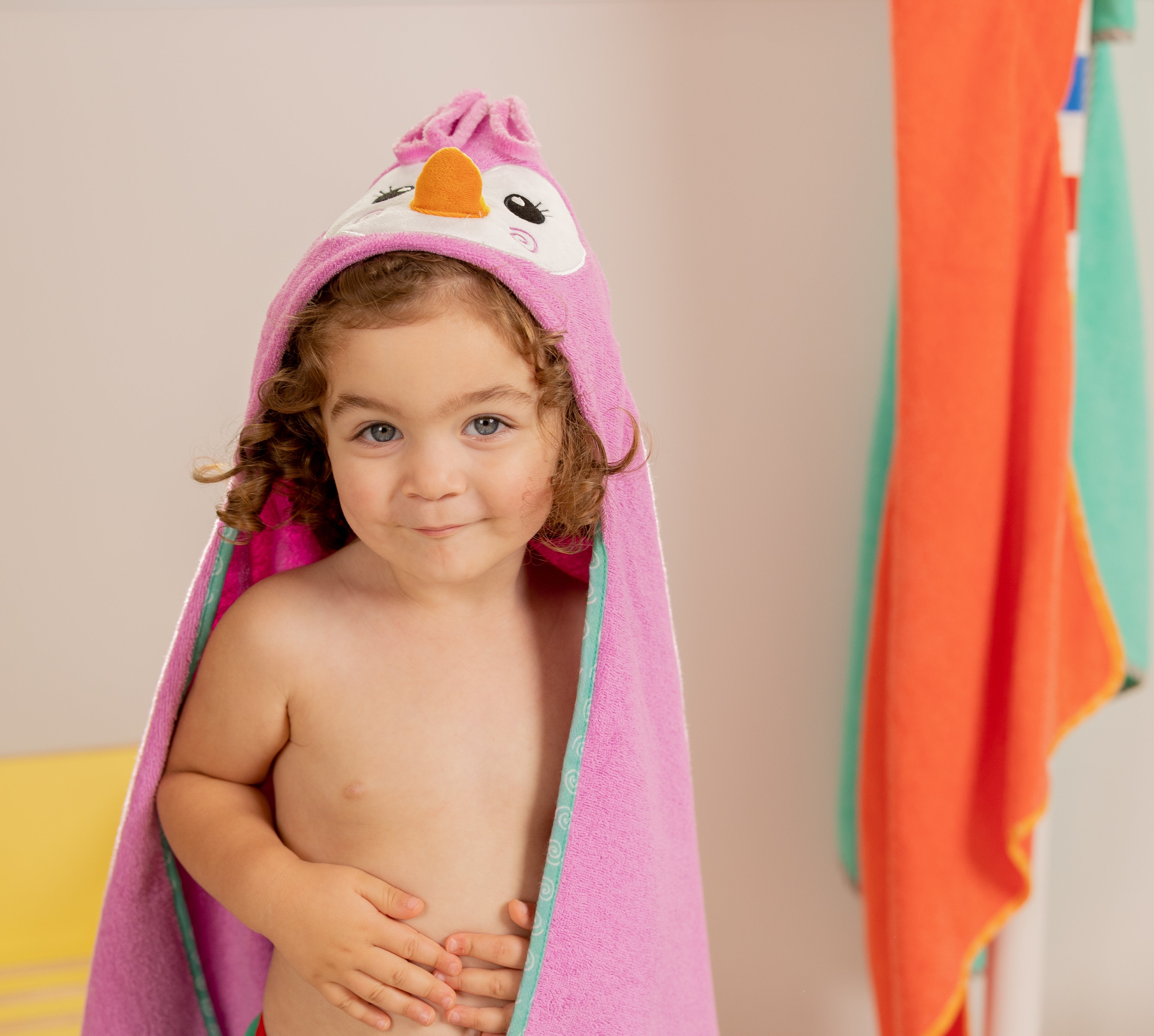 Baby Plush Terry Hooded Bath Towel - Penny The Penguin
