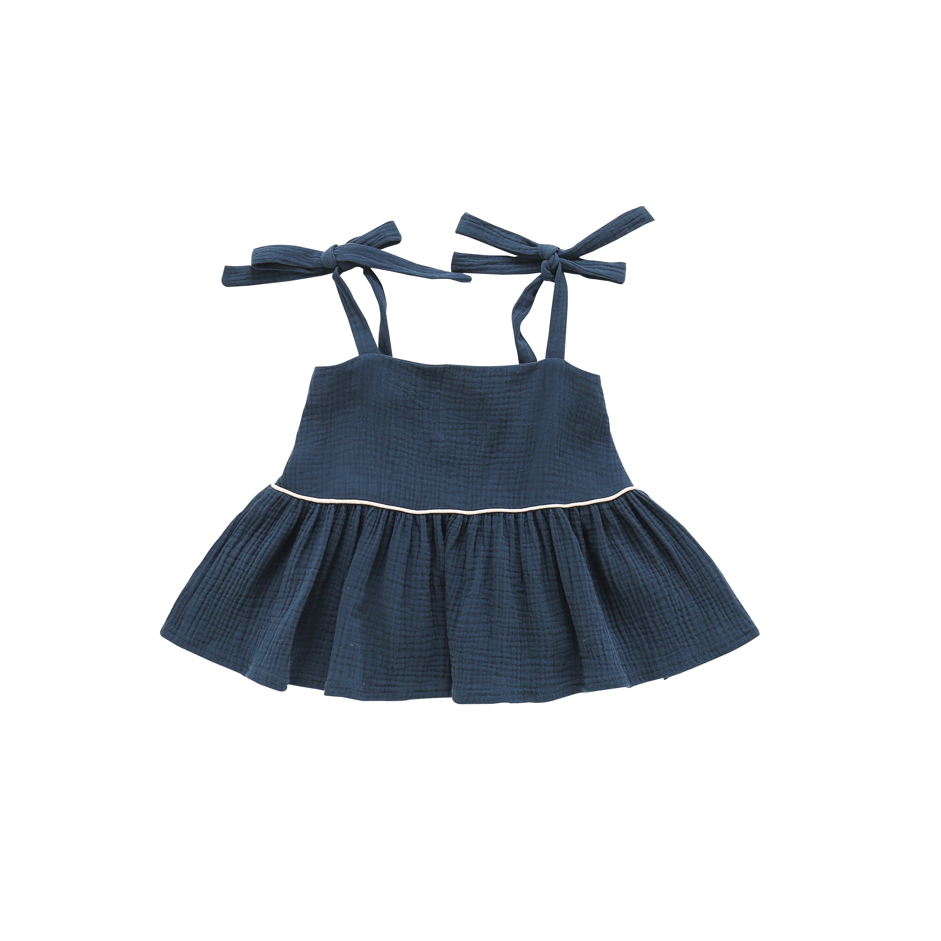 Baby Peplum Top With Ties | Navy