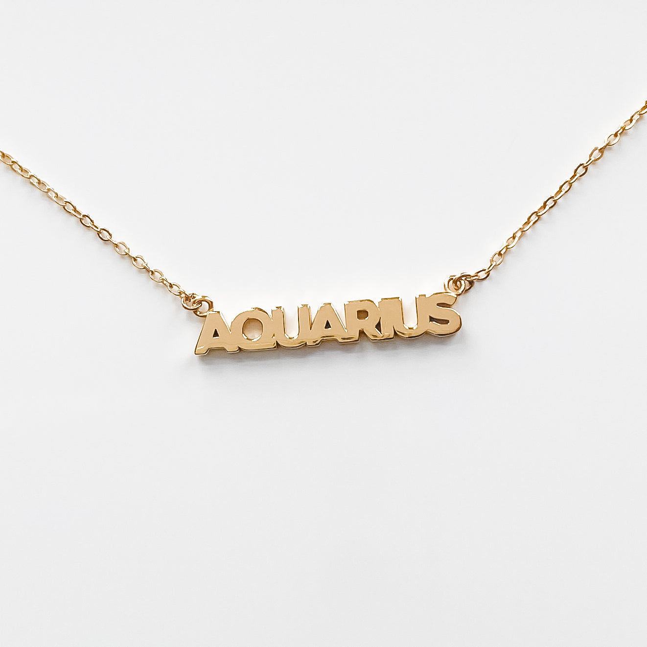 Zodiac Block Font Script Necklace