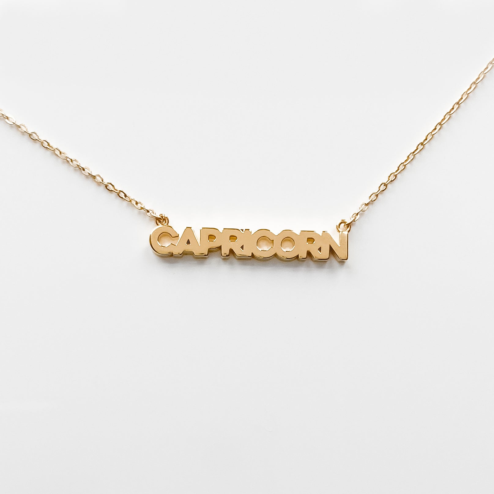 Zodiac Block Font Script Necklace