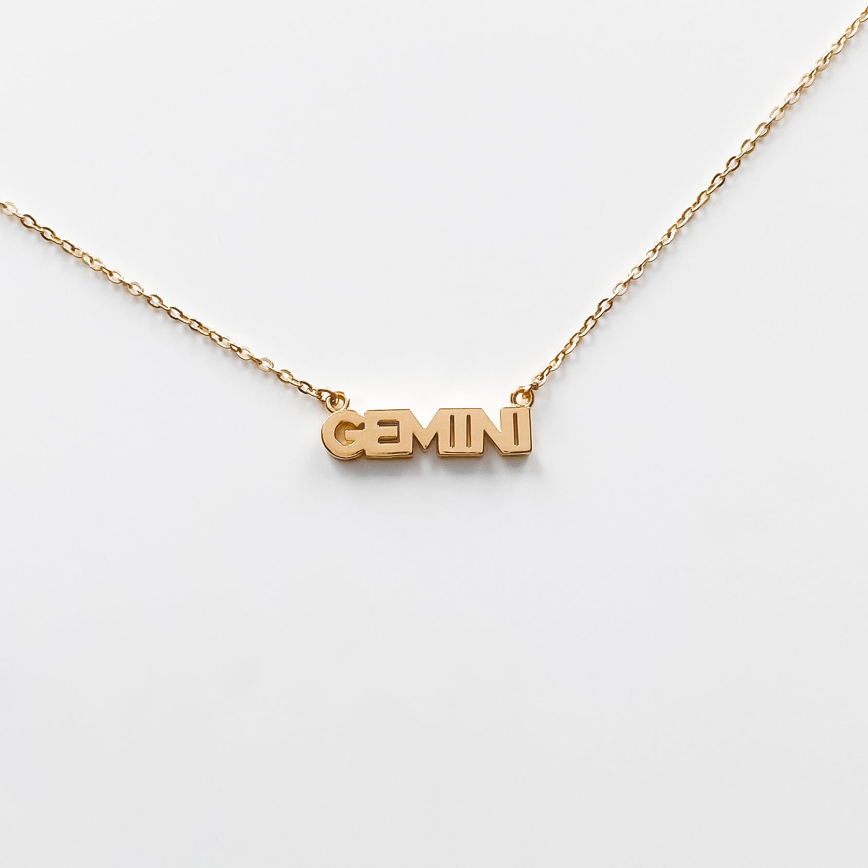 Zodiac Block Font Script Necklace