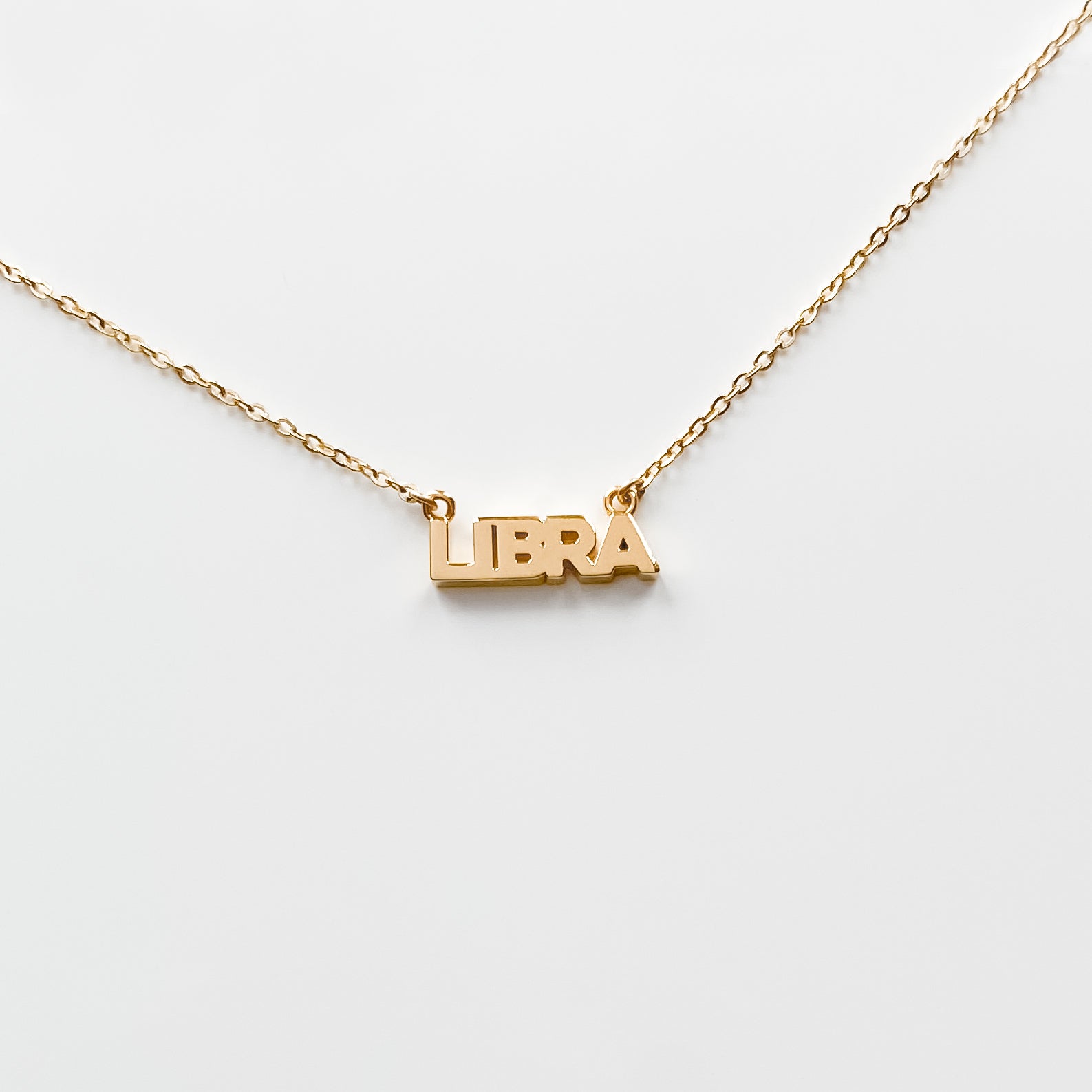 Zodiac Block Font Script Necklace