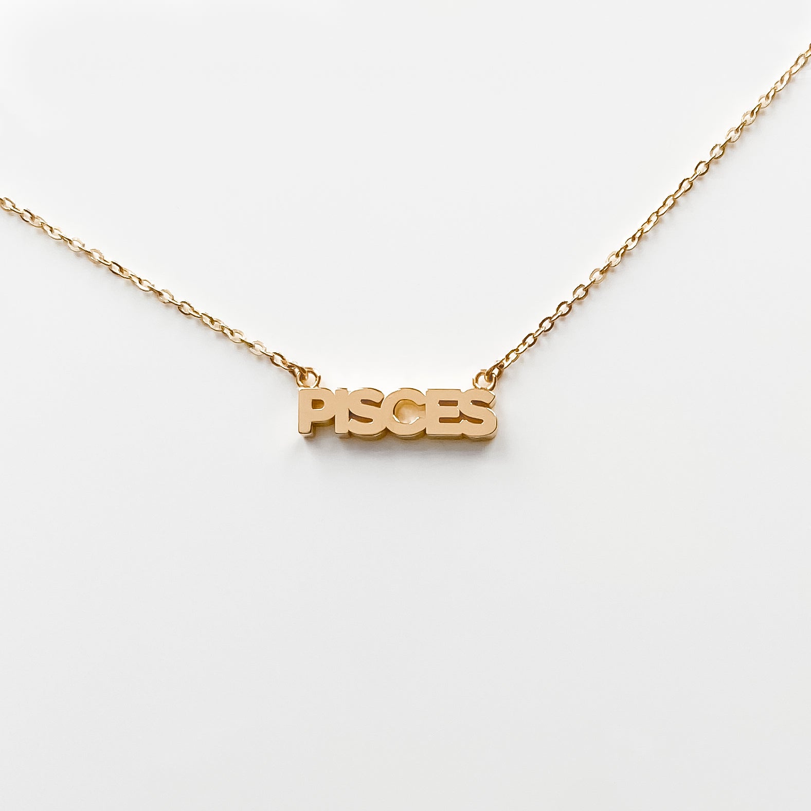 Zodiac Block Font Script Necklace