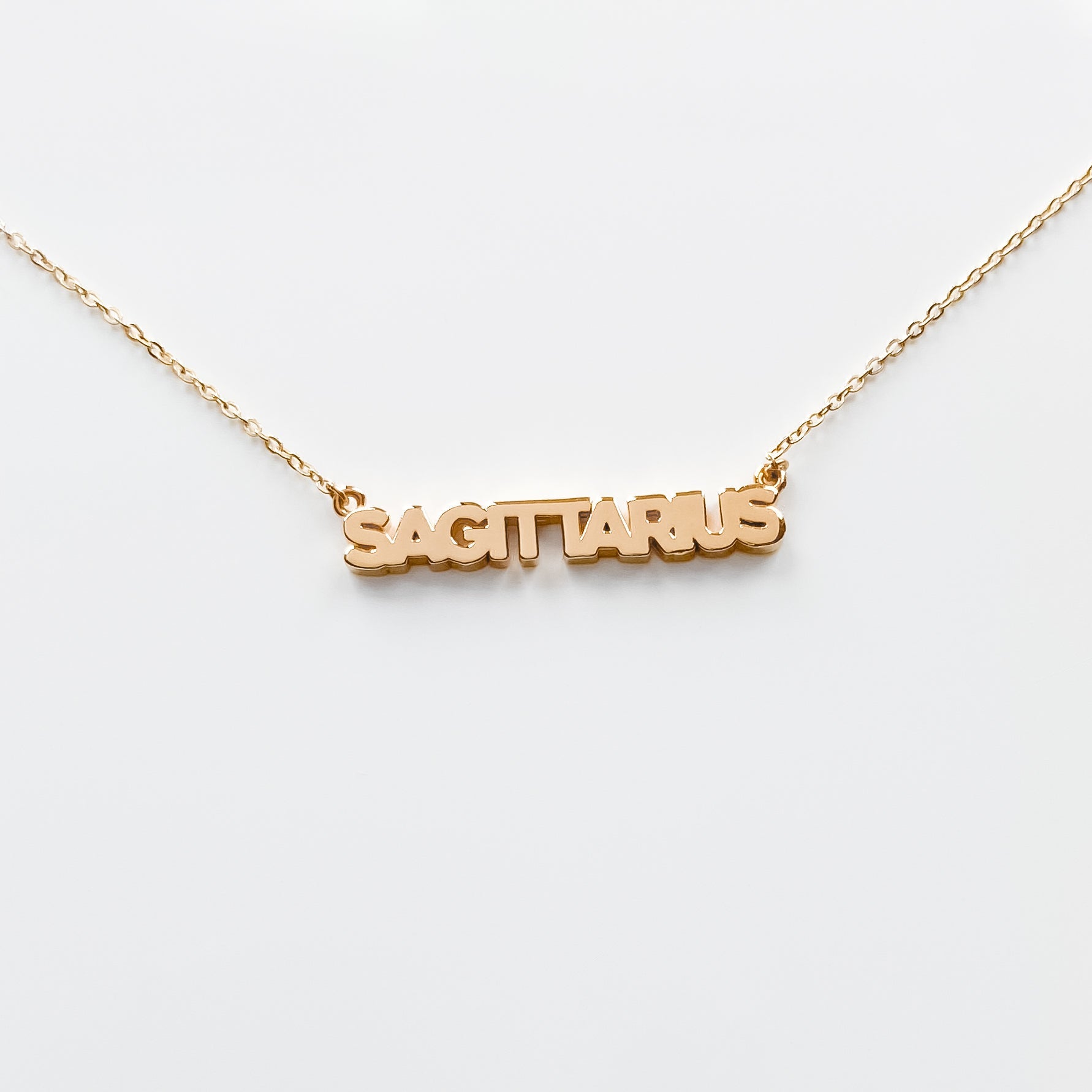 Zodiac Block Font Script Necklace