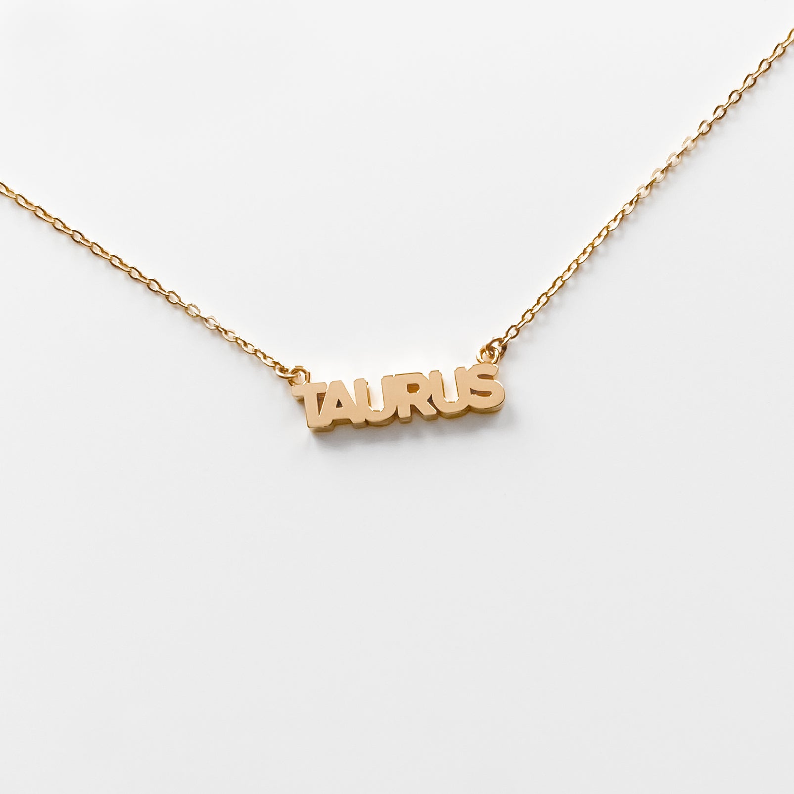 Zodiac Block Font Script Necklace