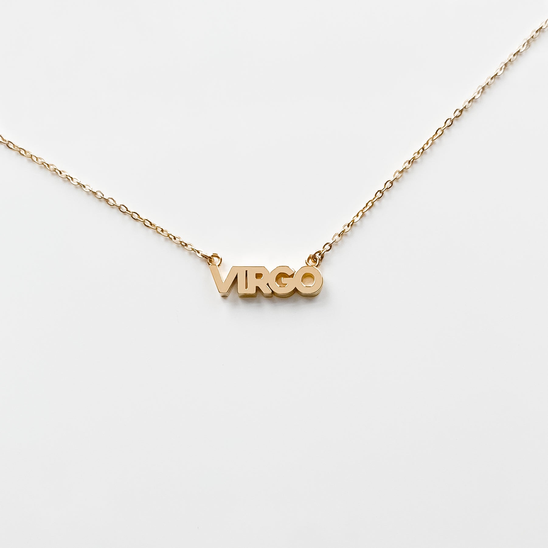 Zodiac Block Font Script Necklace