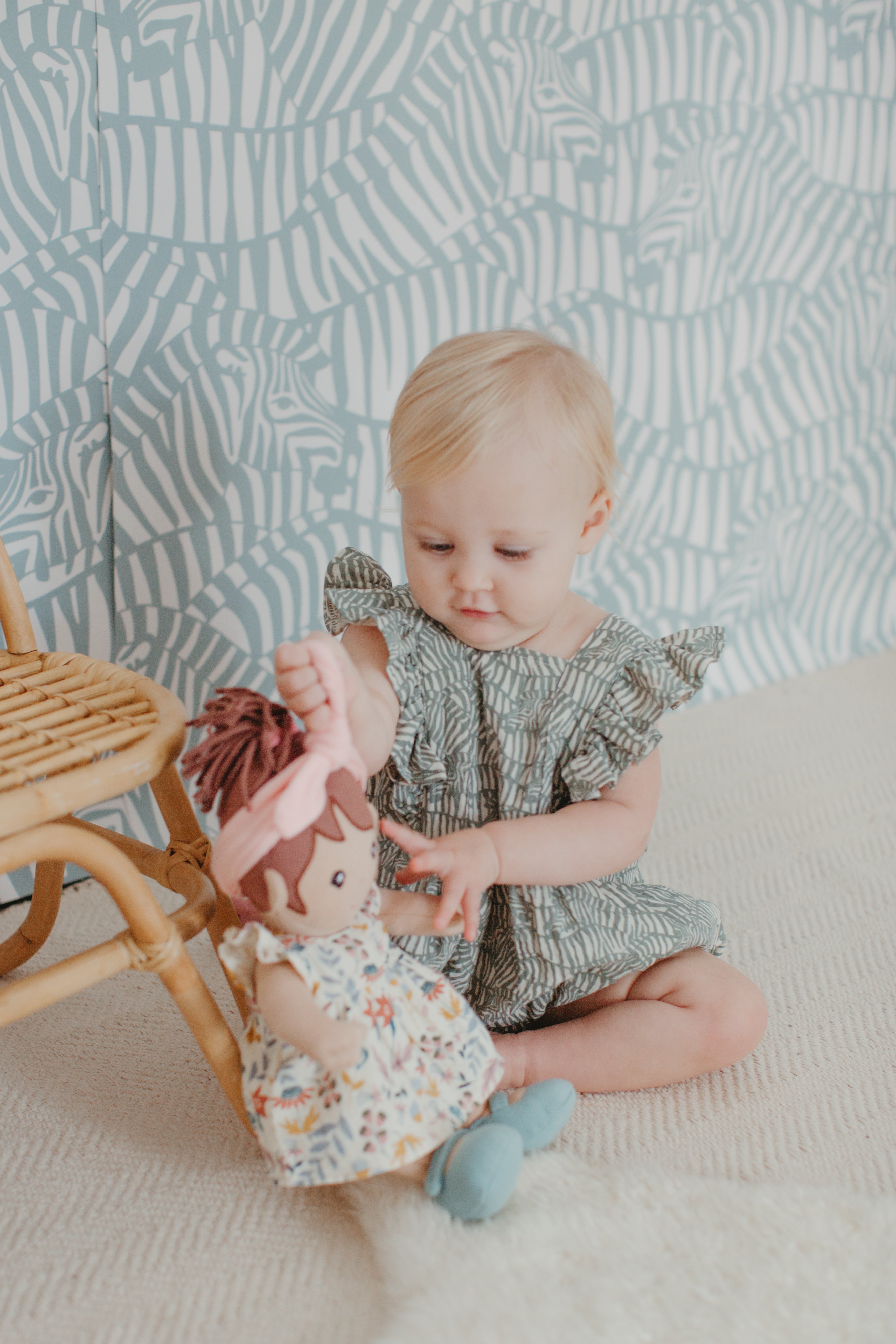 Muslin Flutter Sleeve Romper - Zebra Print