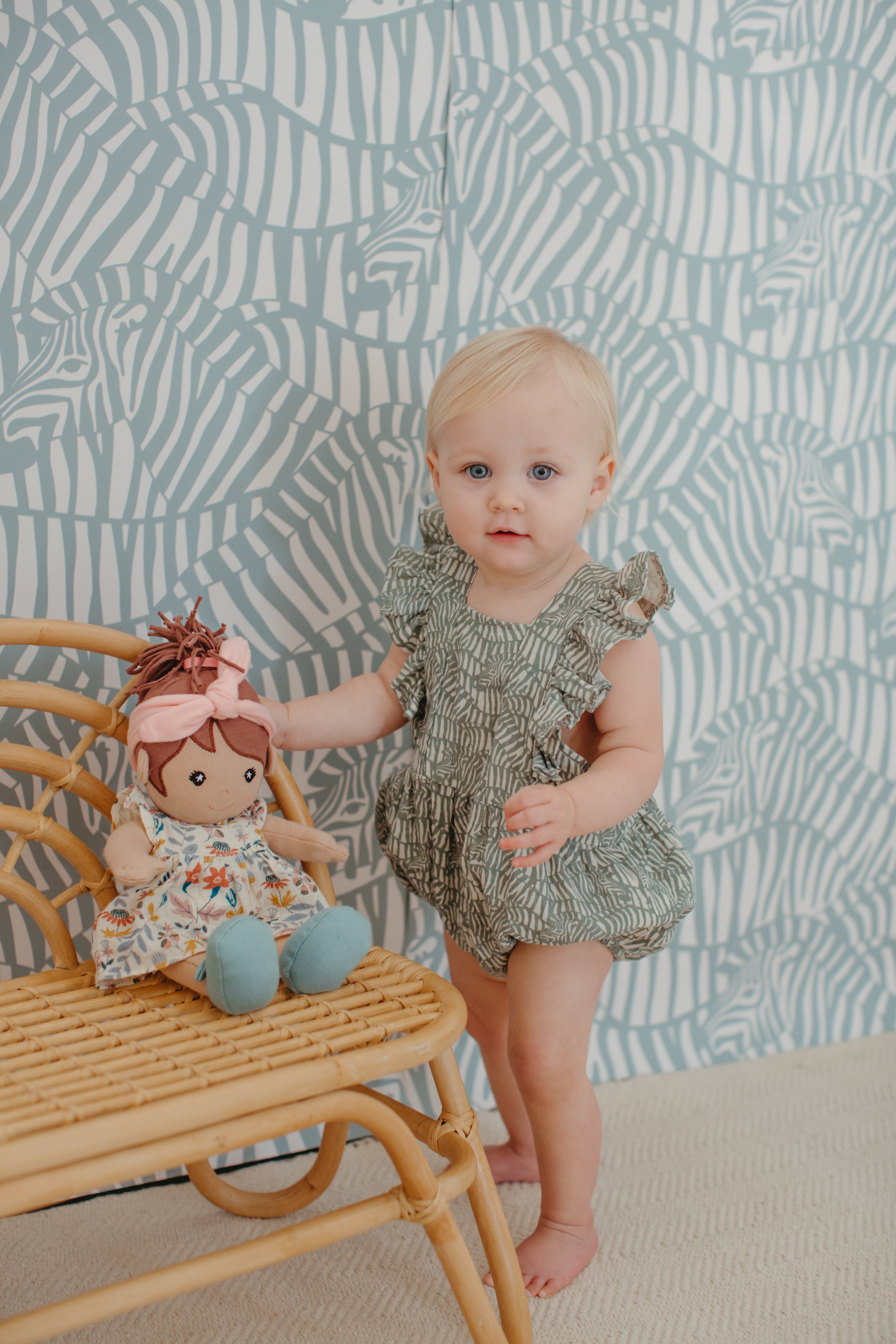 Muslin Flutter Sleeve Romper - Zebra Print