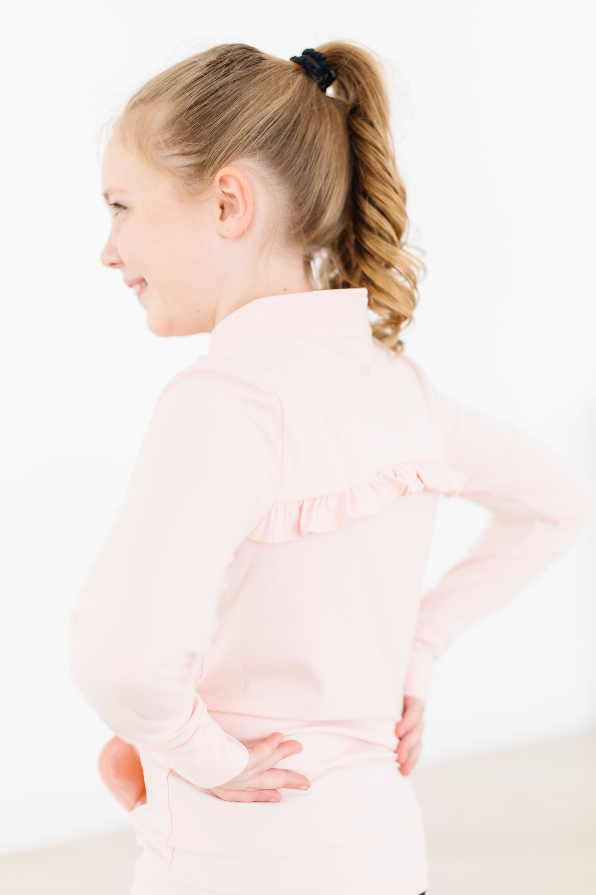 Sale Zen Pink Full-zip Ruffle Active Jacket