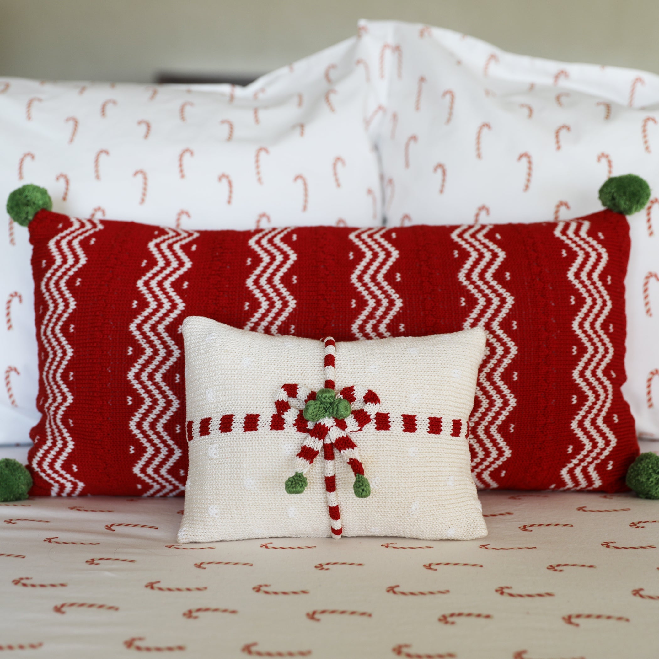 Red Zig-zag Stripe Lumbar Pillow