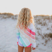 Lainey Zip Rash Pastel Stripe Swimsuit