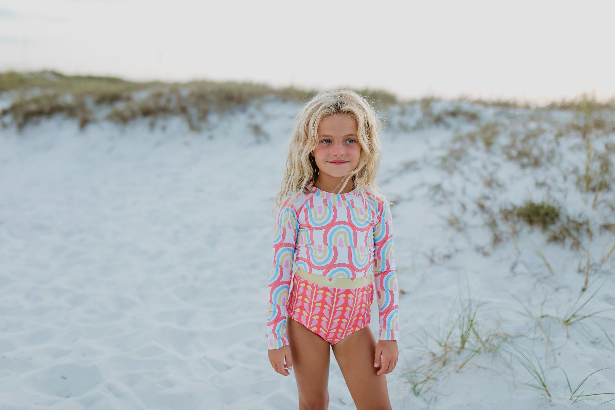 Lainey Zip Rash Rainbow Row Swimsuit