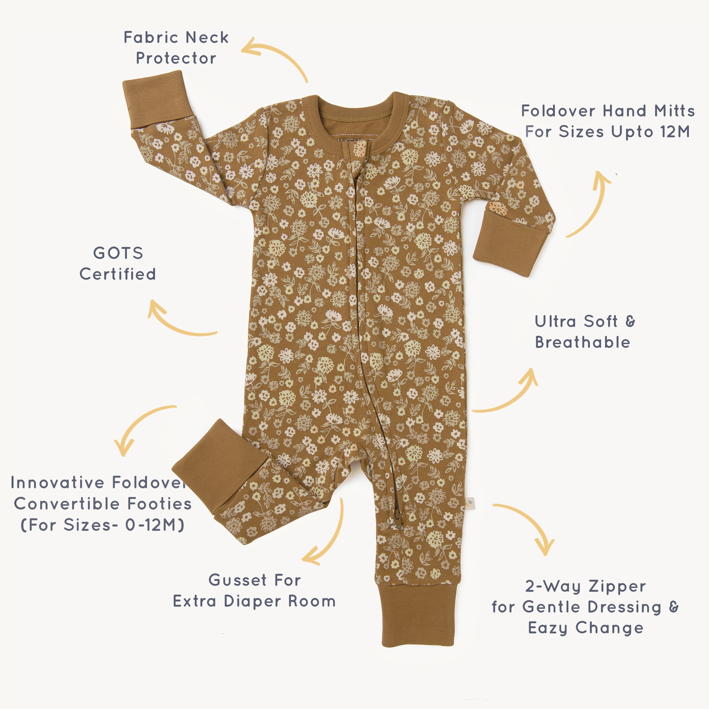 Organic Baby 2-way Zip Romper - Wildflower