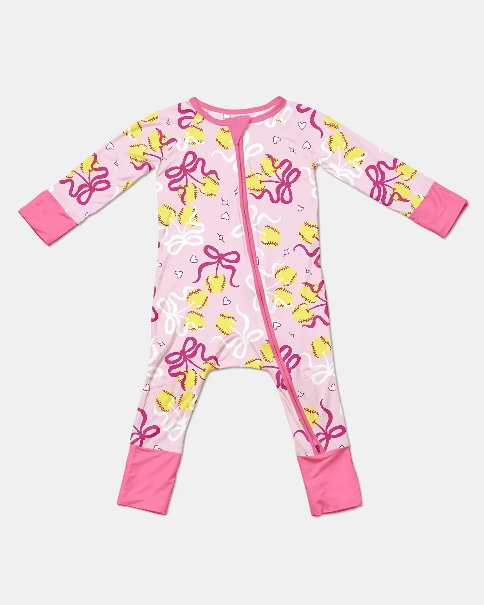 Softball Cherry Mom And Girl Matching Bamboo Convertible Zippy