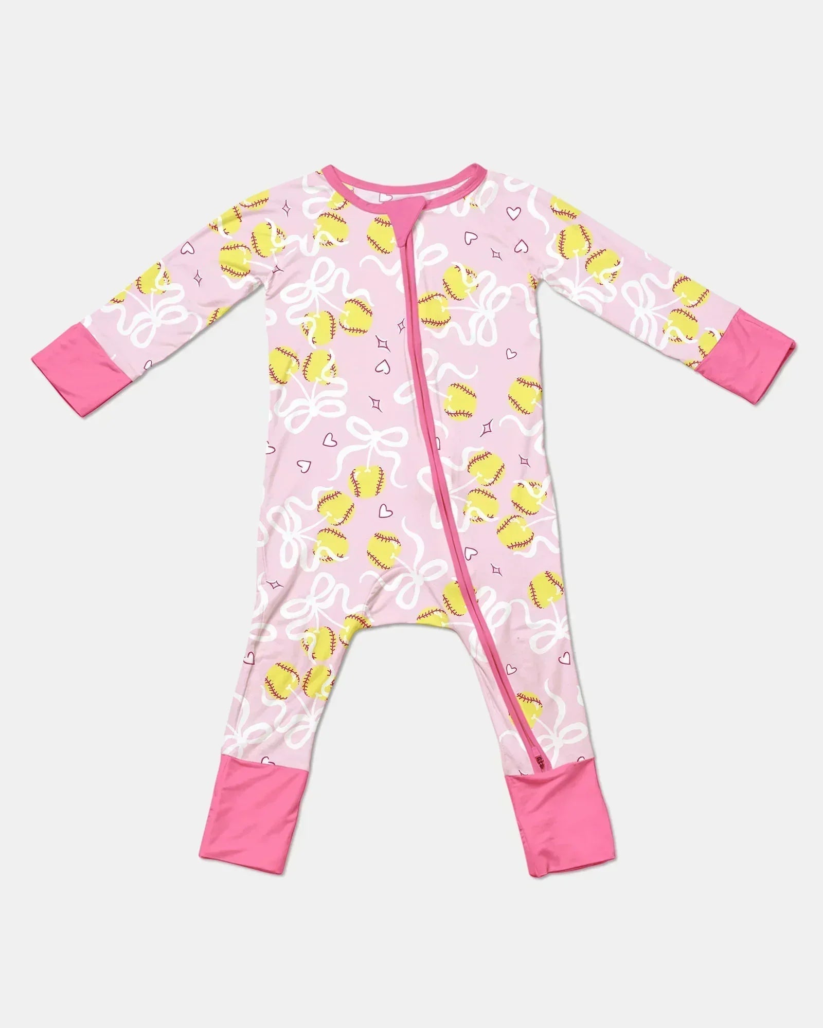 Softball Cherry Mom And Girl Matching Bamboo Convertible Zippy