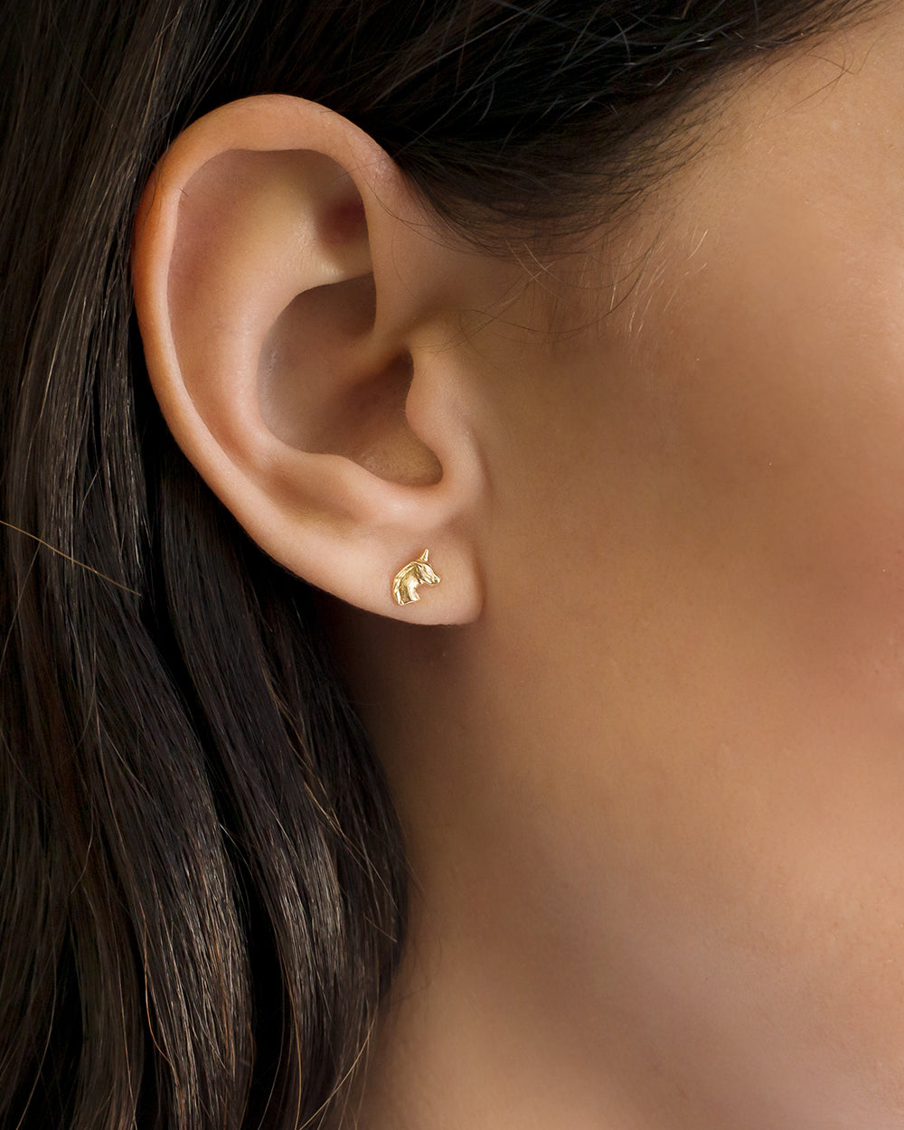 14k Gold Unicorn Stud Earrings