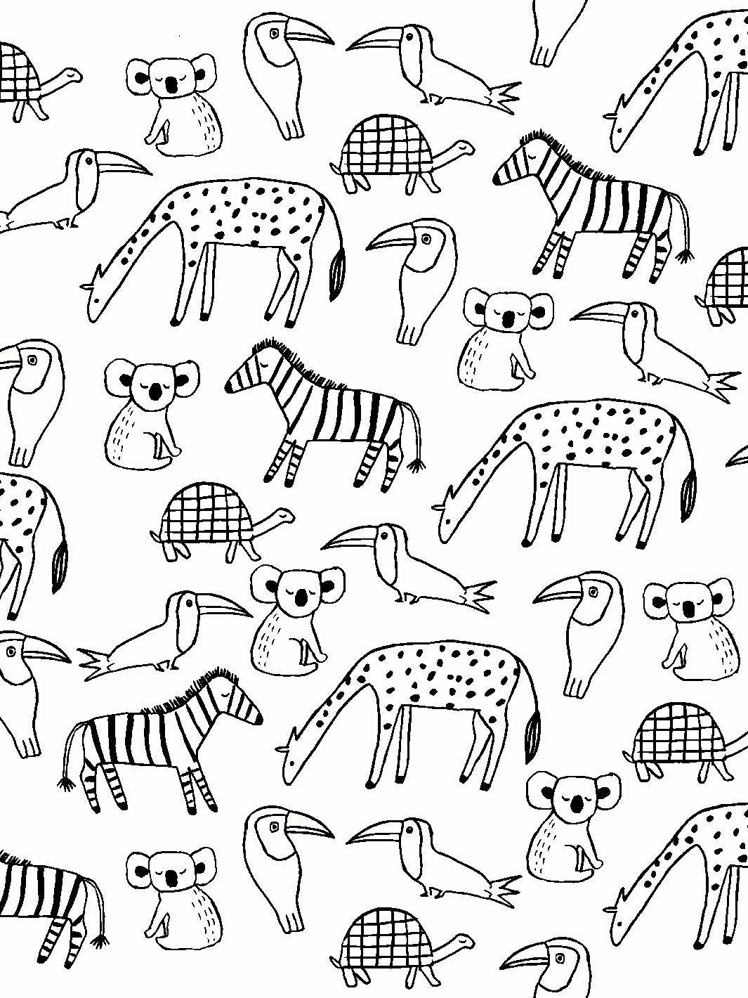 'zoo Party' Wallpaper By Tea Collection - Black