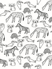 'zoo Party' Wallpaper By Tea Collection - Black