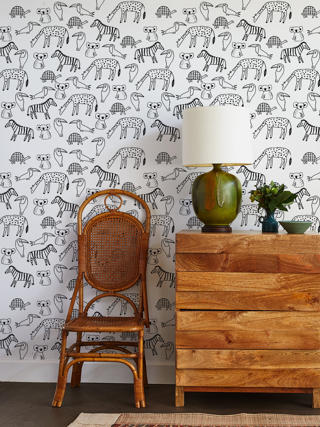 'zoo Party' Wallpaper By Tea Collection - Black