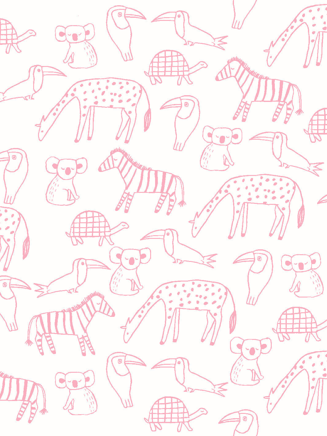 'zoo Party' Wallpaper By Tea Collection - Bubblegum