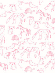 'zoo Party' Wallpaper By Tea Collection - Bubblegum