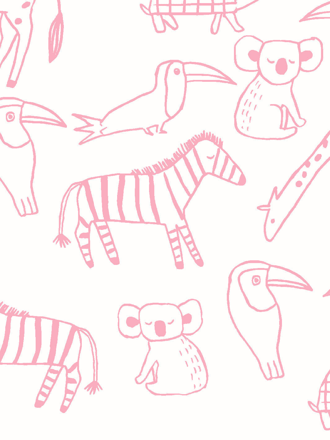 'zoo Party' Wallpaper By Tea Collection - Bubblegum