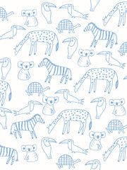 'zoo Party' Wallpaper By Tea Collection - Denim